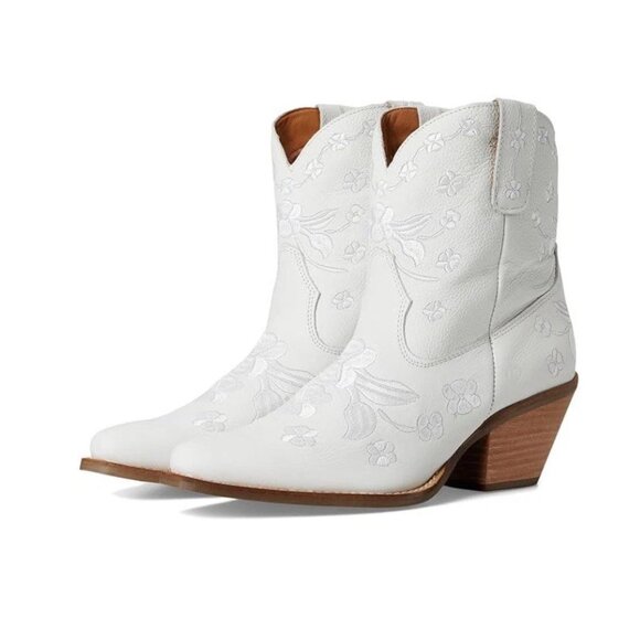 Dingo Sweetheart Cowboy Western Boots White Leather Sz 7M - Retail $230 - Picture 1 of 5